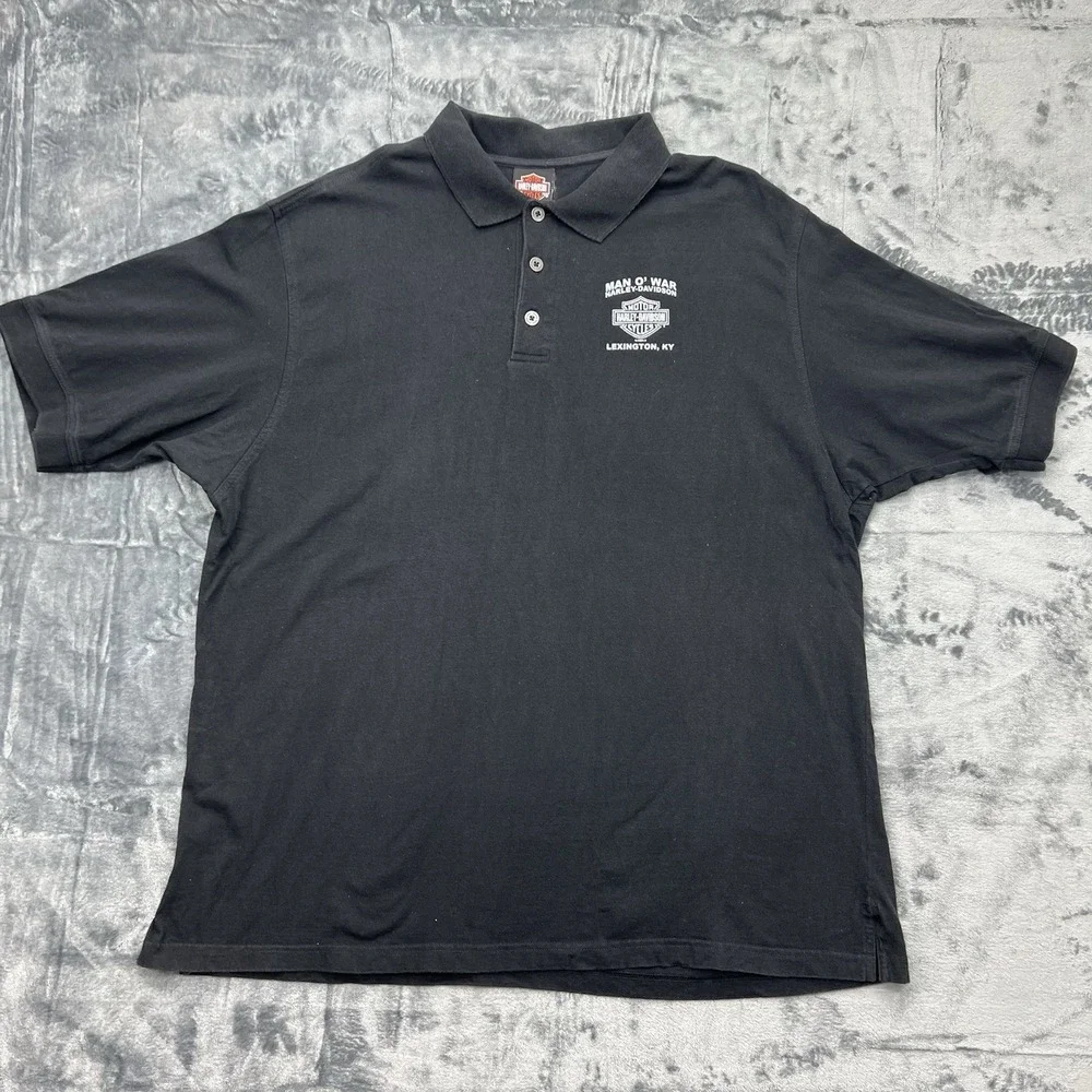 Harley‎ Davidson Men's XXL Man O'War Lexington Kentucky Black Polo  100% Cotton